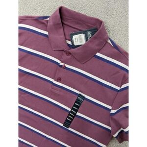 Boca‎ Classics Striped Polo Shirt Golf Casual Short Sleeve Top Mens Small Purple